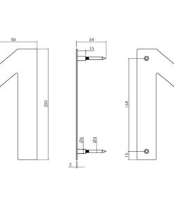 Intersteel Huisnummer 1 150mm rvs getrommeld 4 0034.402041 2