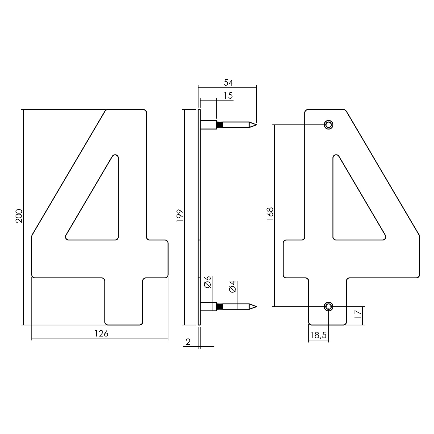 Intersteel Huisnummer 4 150mm rvs getrommeld 2 0034.402044 2