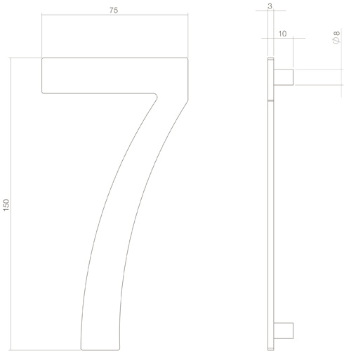 Intersteel Huisnummer 7 150mm rvs getrommeld 3 0034.402047 2 1