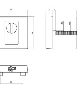Intersteel Set achterdeurbeslag vierkant: deurkruk Jura met massieve rozetten en SKG3 veiligheidsrozetten rvs getrommeld 6 0034.405725 3