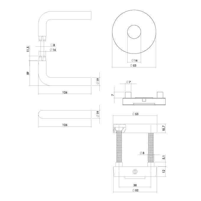 Intersteel Set achterdeurbeslag rond: deurkruk Luzern met massieve rozetten en SKG3 veiligheidsrozetten rvs 2 0035.405716 2