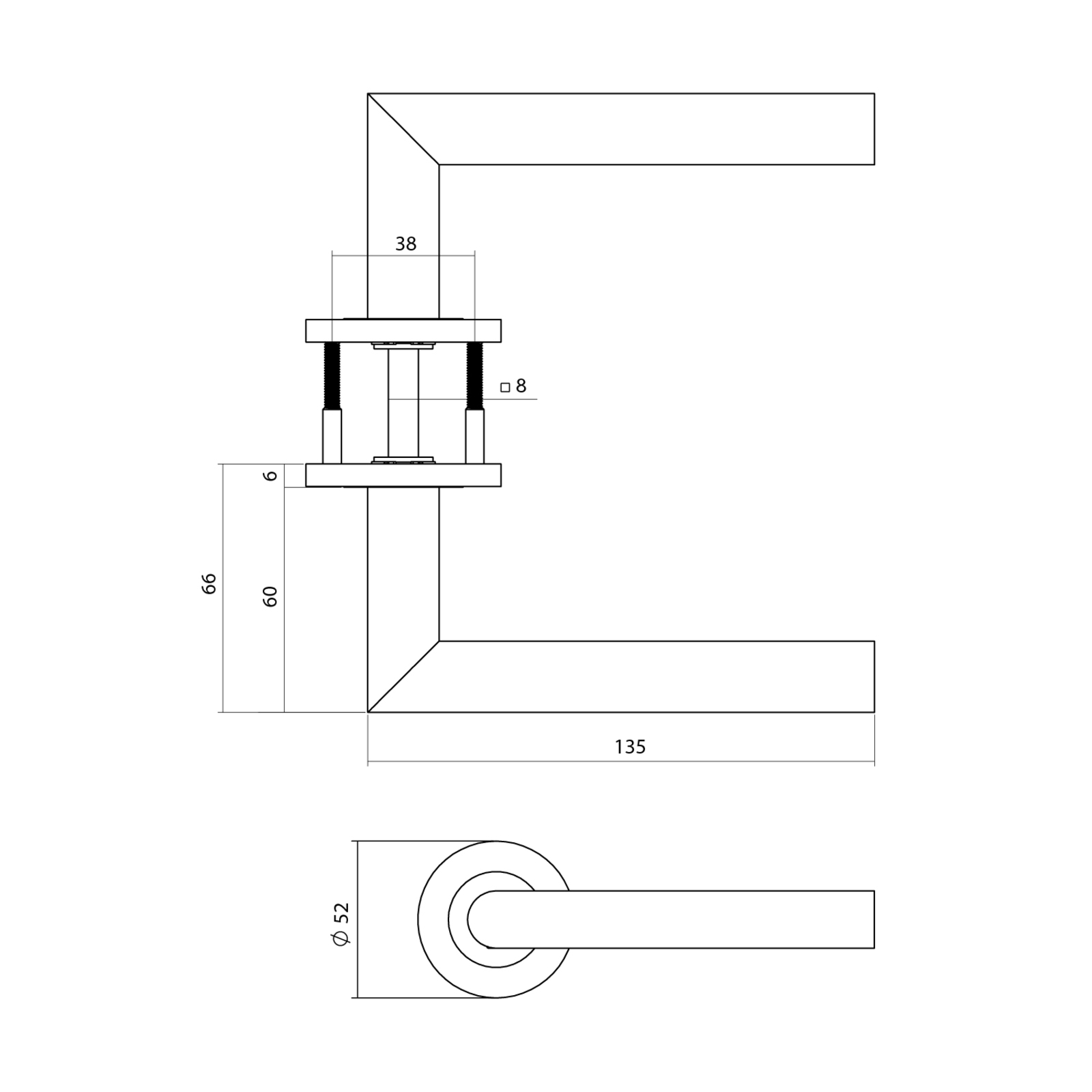 Intersteel Deurkruk Q 01 op rozet verdekt ø52x6mm PVD messing mat 2 1314.102102 2