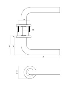 Intersteel Deurkruk Q 02 op rozet verdekt ø52x6mm PVD messing mat 3 1314.102202 2