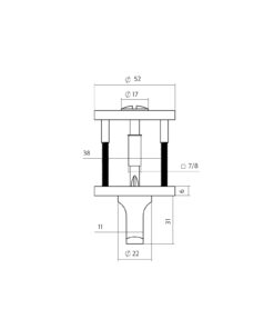 Intersteel WC-sluiting verdekt ø52x6mm met stift 6-8mm PVD antraciet 3 1329.102061 2