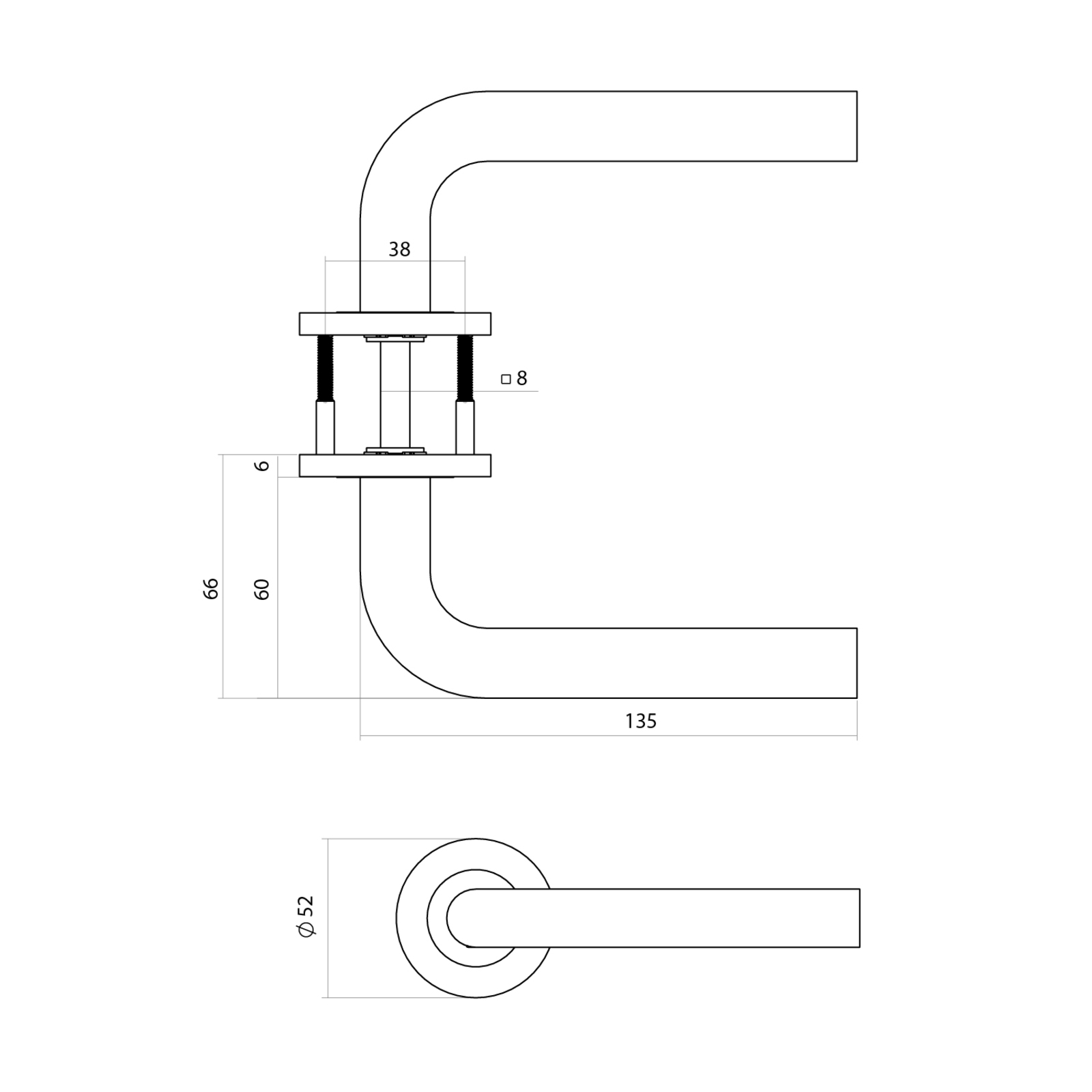 Intersteel Deurkruk Q 02 op rozet verdekt ø52x6mm PVD antraciet 2 1329.102202 2