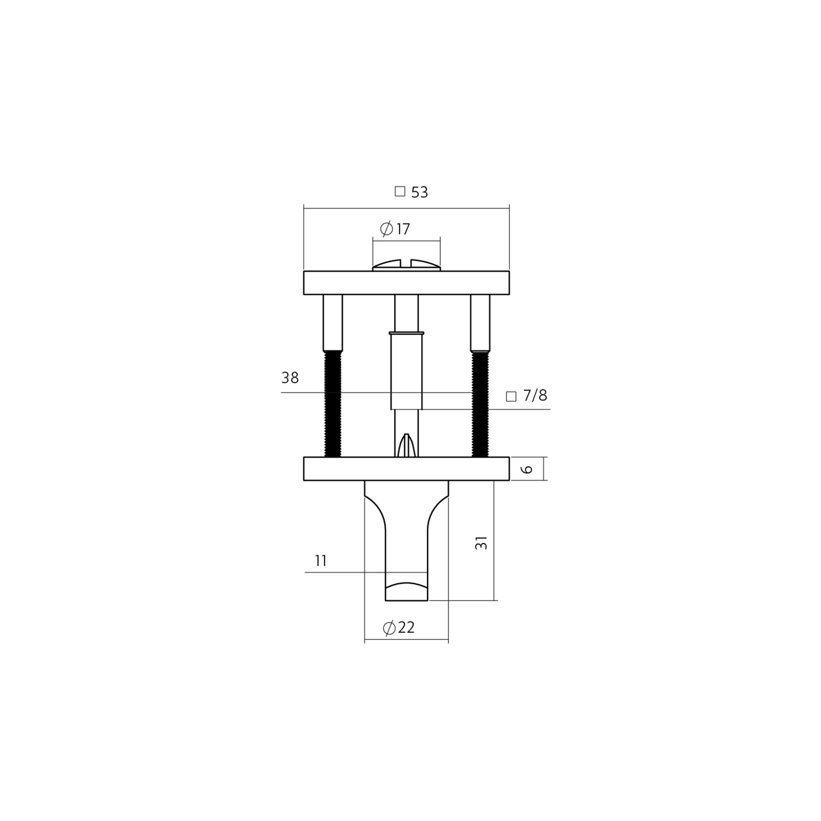 Intersteel WC-sluiting verdekt 53x53x6mm met stift 6-8mm PVD antraciet 2 1329.103061 2