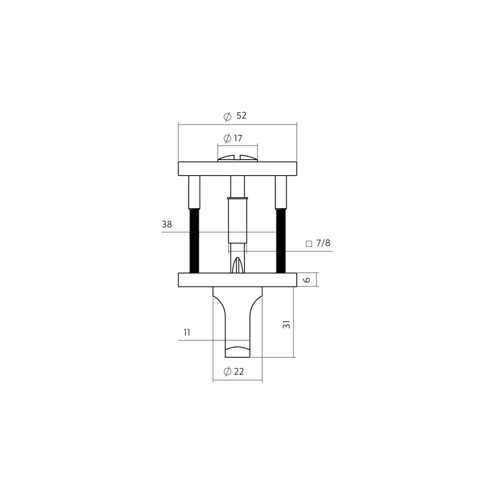 Intersteel WC-sluiting verdekt ø52x6mm met stift 6-8mm rvs 2 1335.102061 2