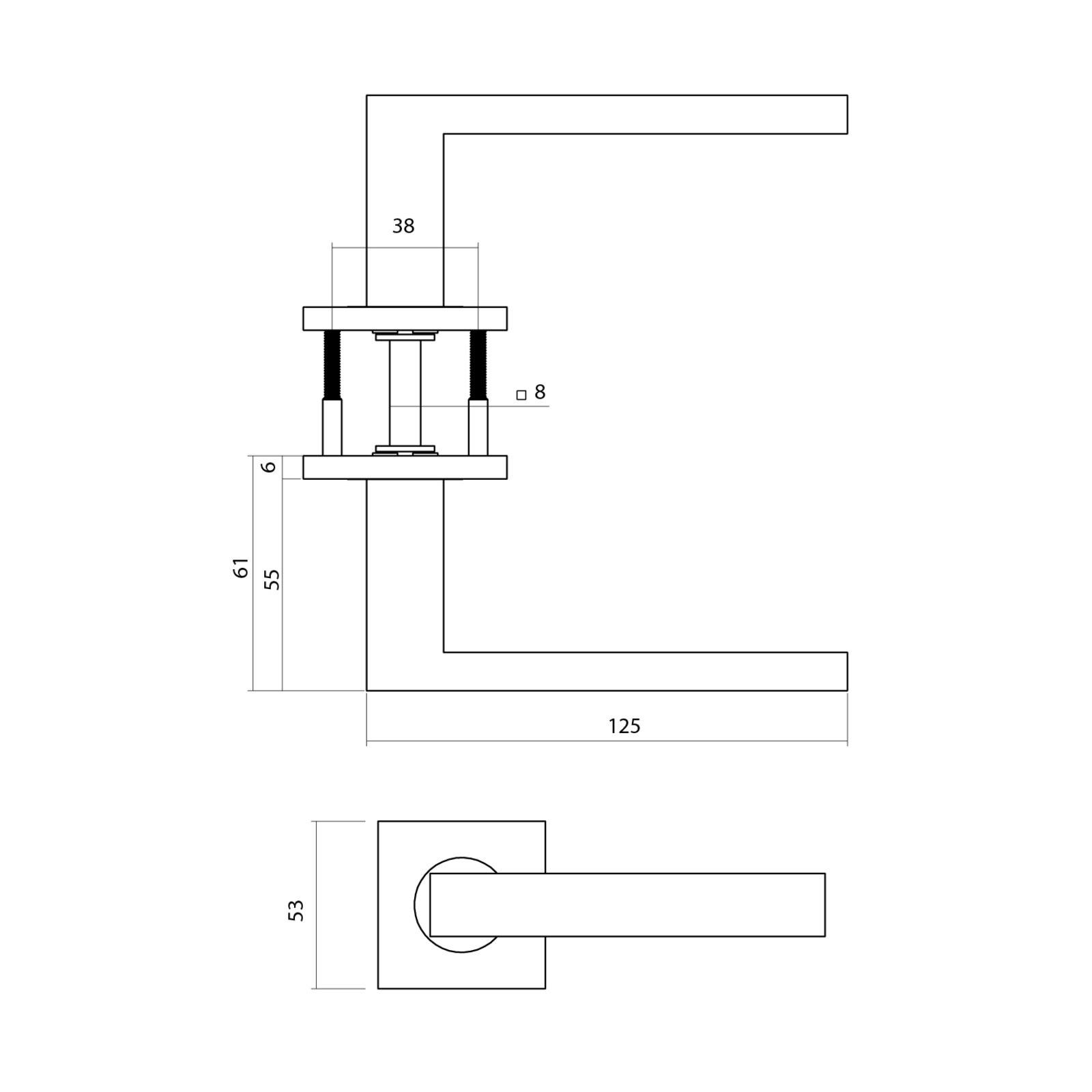 Intersteel Deurkruk Q 05 op rozet verdekt 53x53x6mm rvs 2 1335.103502 2