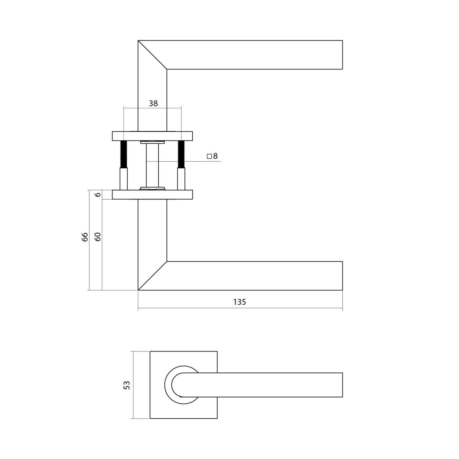 Intersteel Deurkruk Q 04 op rozet verdekt 53x53x6mm PVD brons 2 1343.103402 2