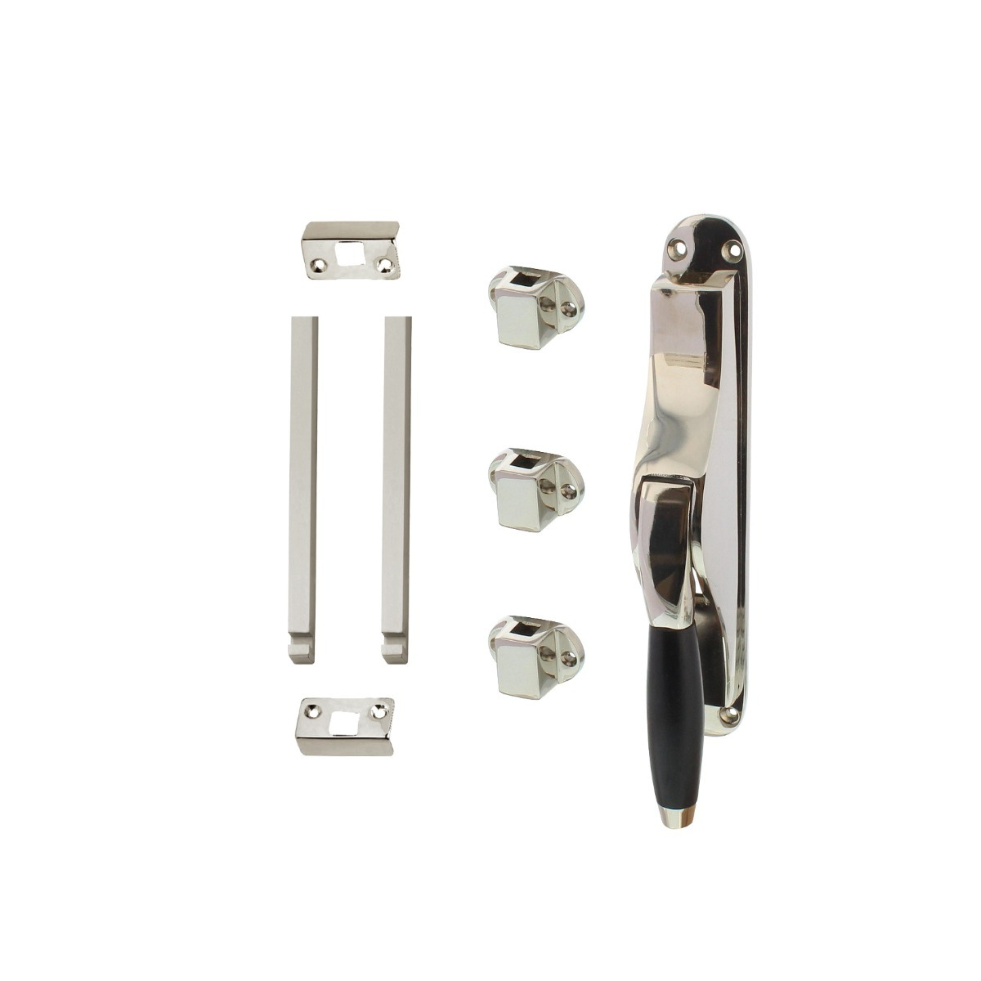 HandleCraft Pomp-espagnolet Ton Model met stangen set 2x 1250 mm Nikkel/Ebbenhout