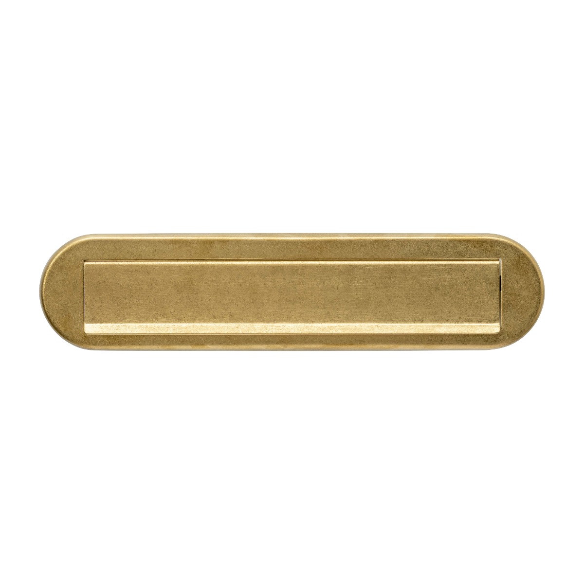 Intersteel Briefplaat ovaal 340x80mm met klep/regenrand PVD messing getrommeld 3 Intersteel Briefplaat ovaal 340x80mm met klep/regenrand PVD messing getrommeld - Afbeelding 3