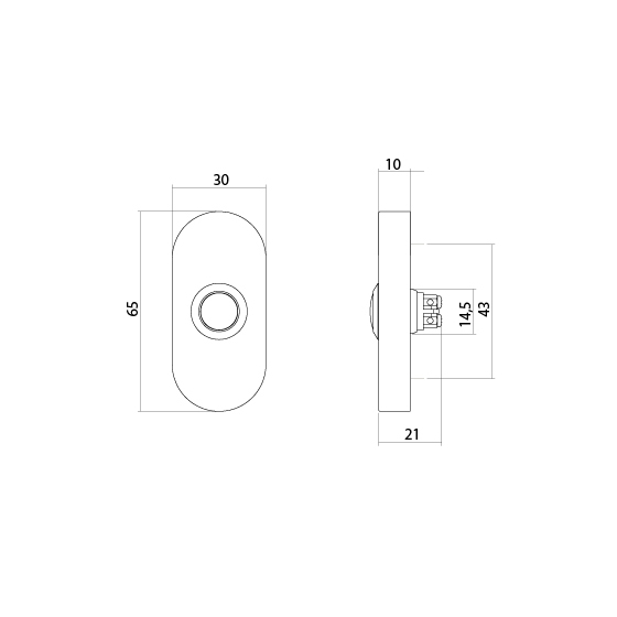 Intersteel Deurbel ovaal 65x30x10mm verdekt PVD messingkleur 3 0013.399026 6