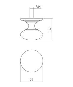 Intersteel Meubelknop Paddenstoel ø 35 mm achterplaat messing gelakt 7 0013.847823 6