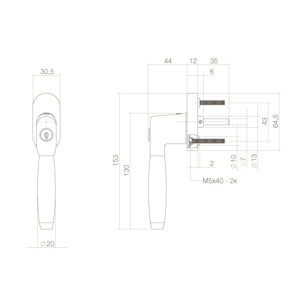 Intersteel Raamkruk Ton 400 afsluitbaar op ovaal rozet chroom/ebben hout 4 0016.661645 6
