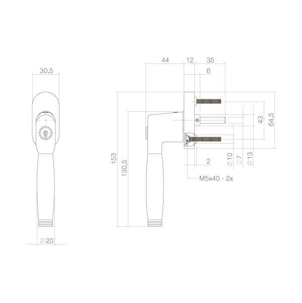 Intersteel Raamkruk Ton 222 afsluitbaar op ovaal rozet chroom/ebben hout 3 0016.661646 6