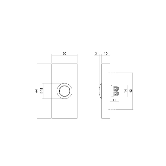 Intersteel Deurbel rechthoekig 65x30x10mm verdekt rvs getrommeld 3 0034.399038 6