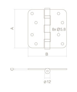 Intersteel Kogellagerscharnier afgerond tot 100 kilo rvs geborsteld 7 0035.462550 6