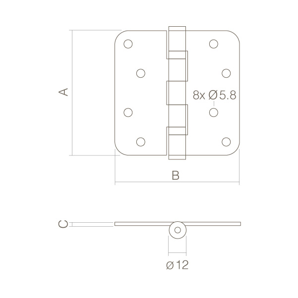 Intersteel Kogellagerscharnier afgerond tot 100 kilo rvs geborsteld 3 0035.462550 6