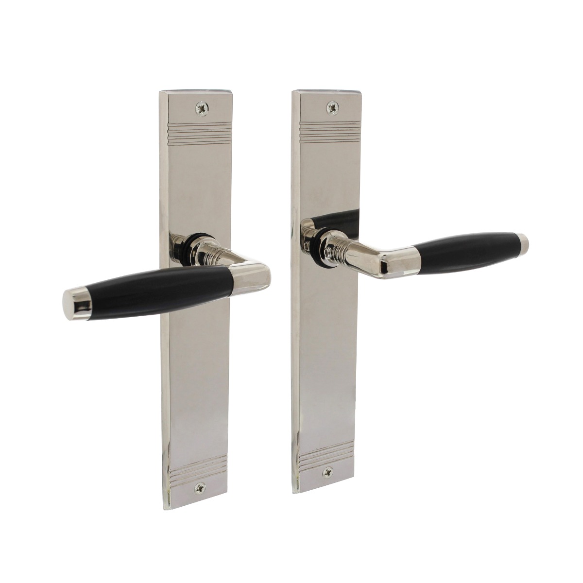 Intersteel Deurkruk Ton basic met schild rechthoekig met rillen 235x43mm blind nikkel/zwart