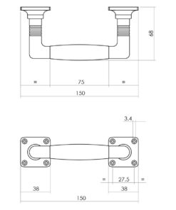 Intersteel Handgreep Ton basic 75/150mm op vierkant rozet nikkel/zwart 3 0018.426196 6