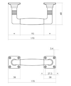 Intersteel Handgreep Ton basic 95/170mm op vierkant rozet nikkel/zwart 3 0018.426197 6