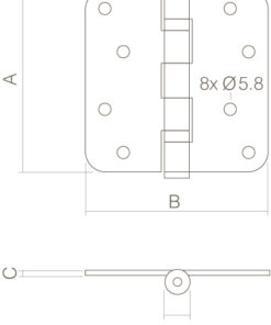 Intersteel Kogellagerscharnier afgerond tot 100 kilo rvs geborsteld 9 0035.462550 6 1