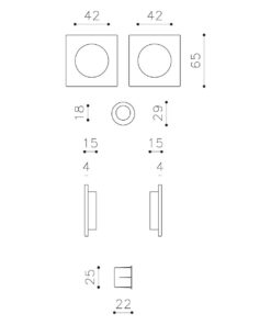 Intersteel Olivari schuifdeurkom Giotto Q rvs mat titaan PVD 4 d129is 2