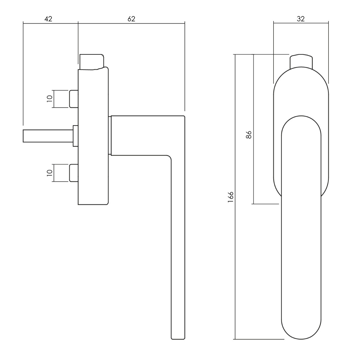 Intersteel Olivari raamkruk Radial afsluitbaar antraciet mat titaan PVD 2 k235pus