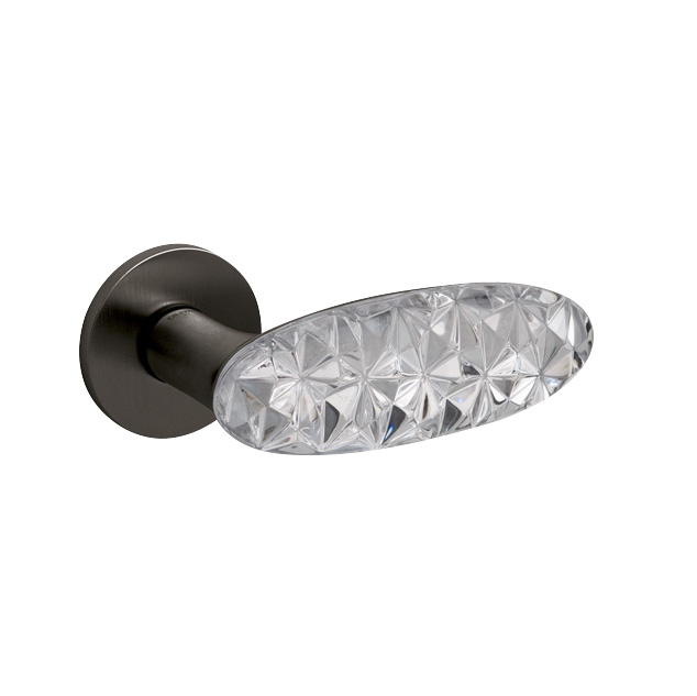 Intersteel Olivari deurkruk Crystal Diamond op rozet antraciet mat titaan PVD