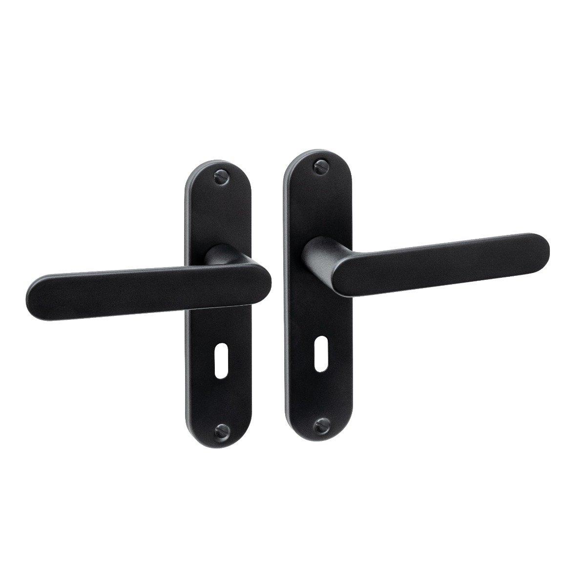 Intersteel Deurkruk Sora basic op schild ovaal 185x41m sleutelgat 56mm zwart