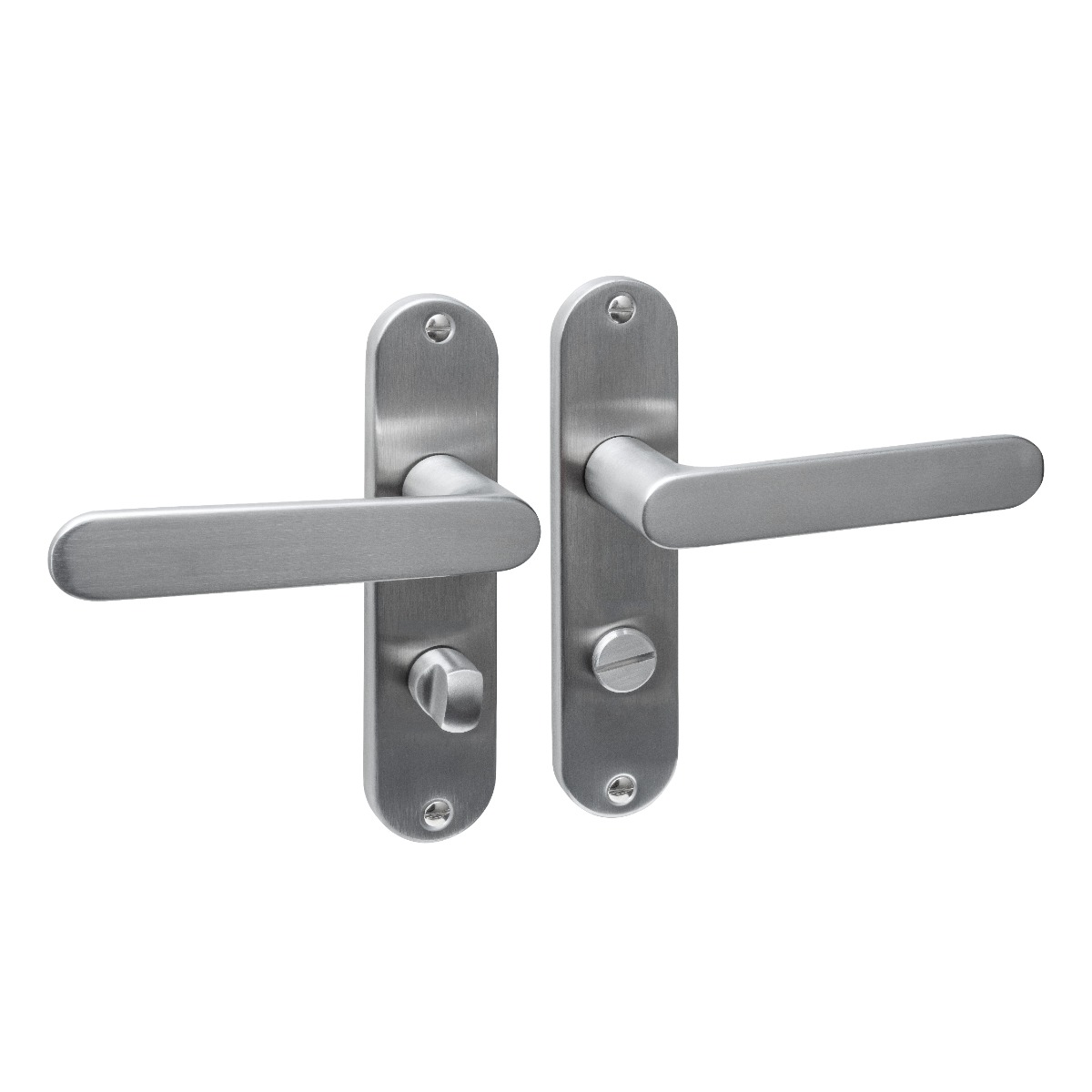 Intersteel Deurkruk Sora basic op schild ovaal 185x41mm wc 63/8 rvs