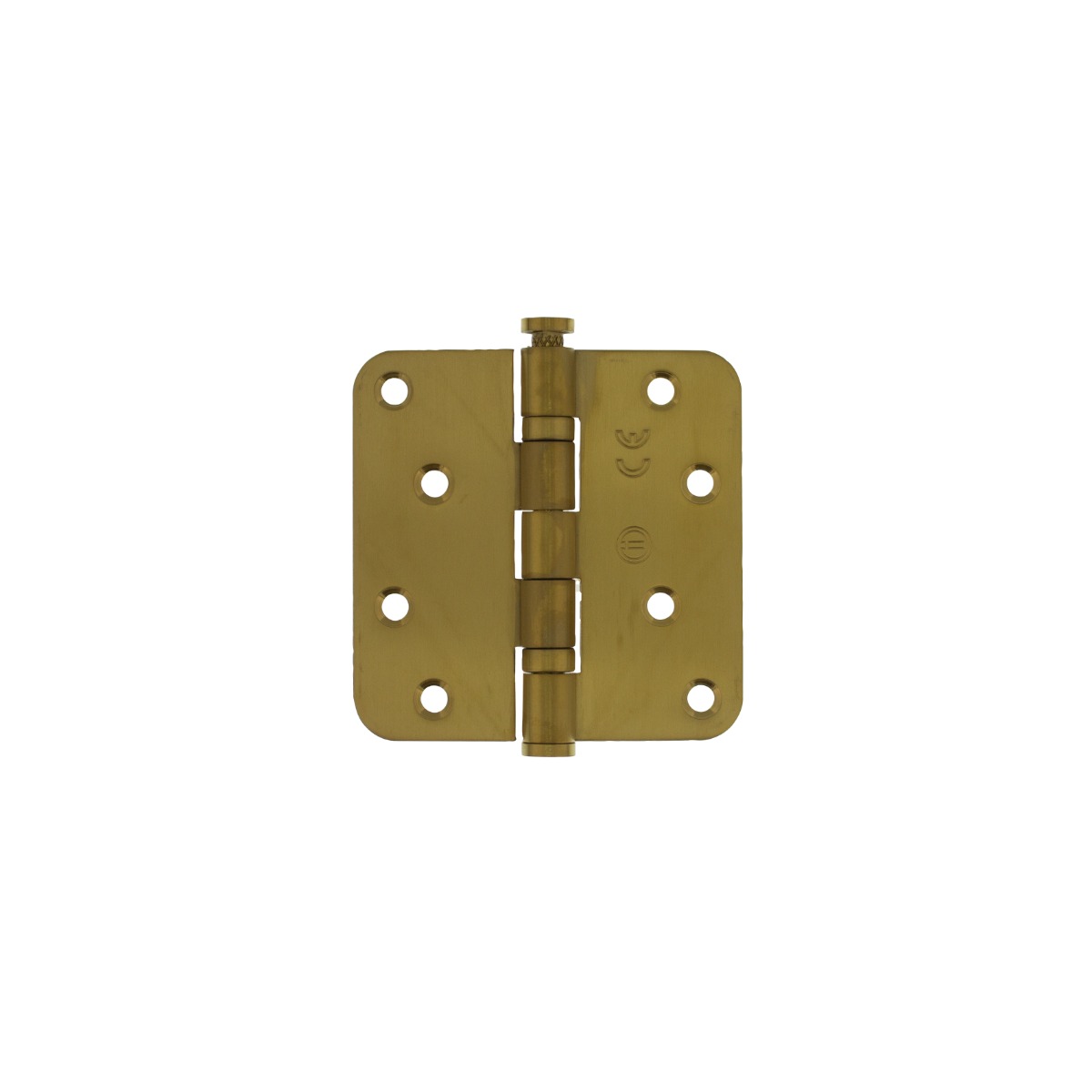Intersteel Kogellagerscharnier afgerond 3,5" (89x89x2,5mm) CE inclusief schroeven PVD messing mat