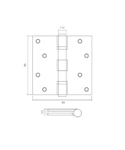 Intersteel Kogellagerscharnier recht 3,5" (89x89x2,5mm) CE inclusief schroeven PVD brons 3 Intersteel Kogellagerscharnier recht 3,5" (89x89x2,5mm) CE inclusief schroeven PVD brons - Afbeelding 2