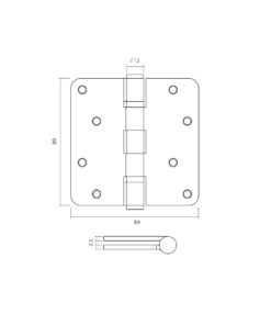Intersteel Kogellagerscharnier afgerond 3,5" (89x89x2,5mm) CE inclusief schroeven PVD brons 3 Intersteel Kogellagerscharnier afgerond 3,5" (89x89x2,5mm) CE inclusief schroeven PVD brons - Afbeelding 2