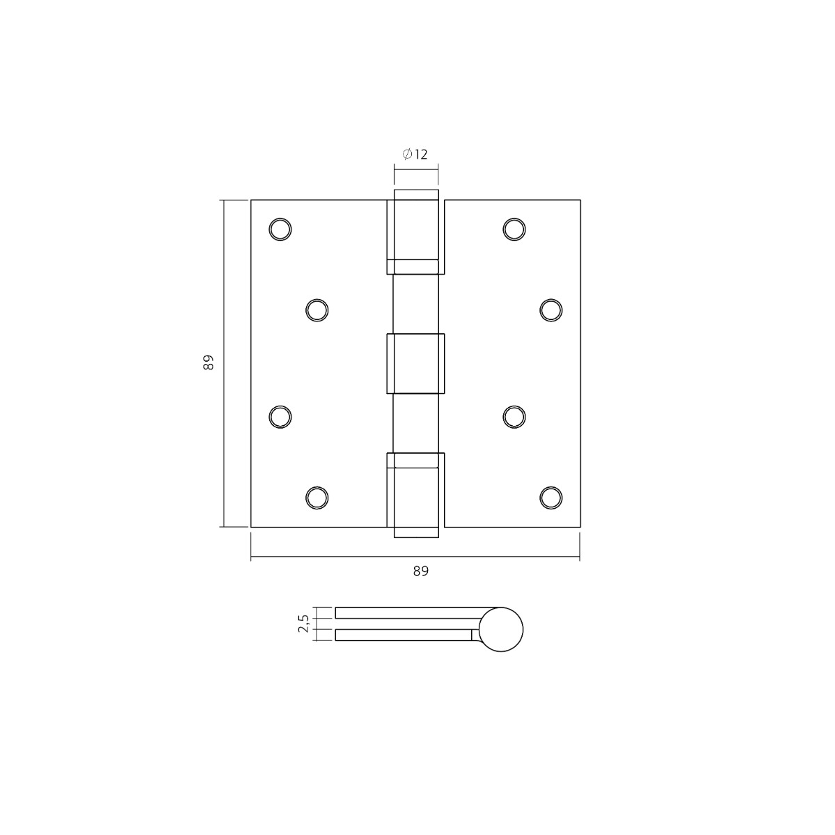 Intersteel Kogellagerscharnier recht 3,5" (89x89x2,5mm) CE inclusief schroeven donker brons 2 Intersteel Kogellagerscharnier recht 3,5" (89x89x2,5mm) CE inclusief schroeven donker brons - Afbeelding 2