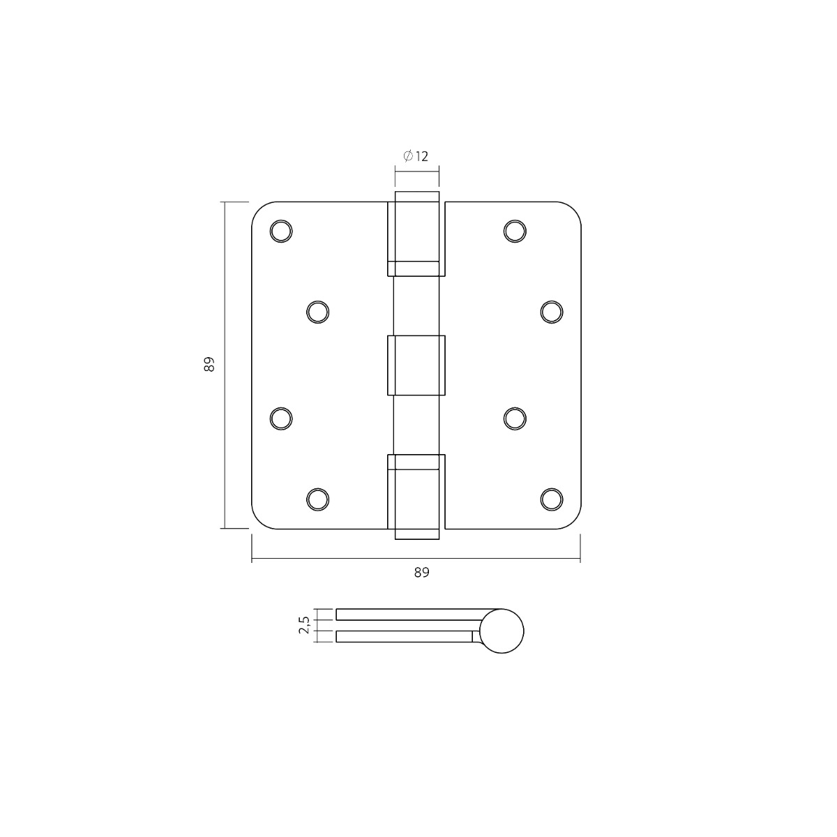 Intersteel Kogellagerscharnier afgerond 3,5" (89x89x2,5mm) CE inclusief schroeven donker brons 2 Intersteel Kogellagerscharnier afgerond 3,5" (89x89x2,5mm) CE inclusief schroeven donker brons - Afbeelding 2