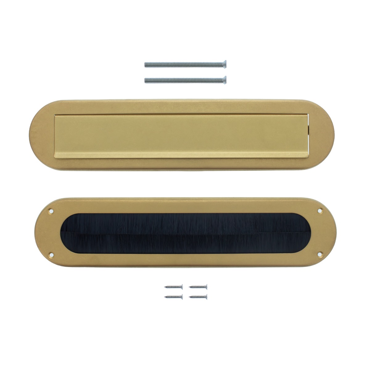 Intersteel Set briefplaat en tochtwering ovaal PVD messing getrommeld