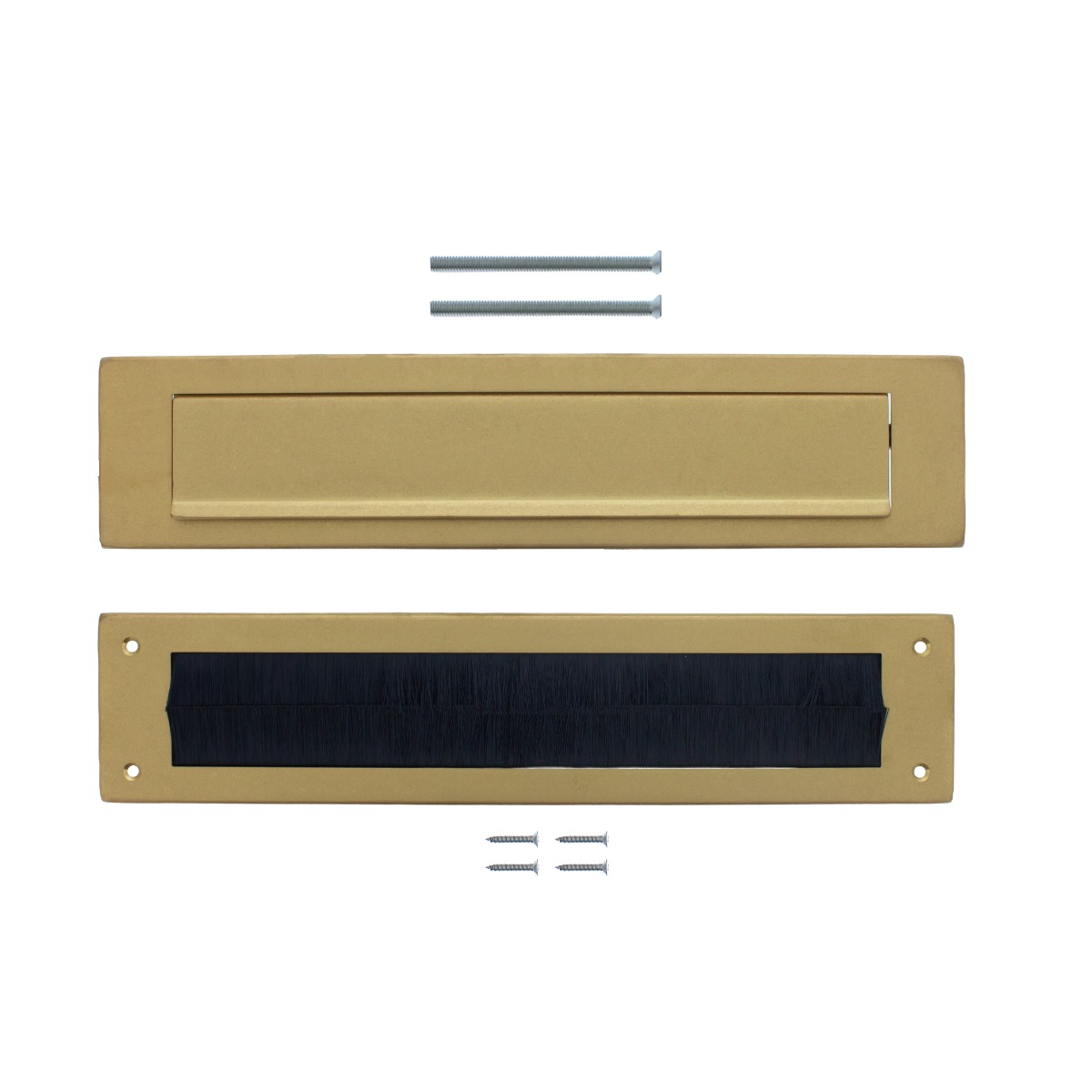 Intersteel Set briefplaat en tochtwering rechthoekig PVD messing getrommeld