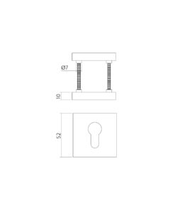 Intersteel Cilinderrozetten verdekt 52x52x10mm met nokken zwart - Afbeelding 2