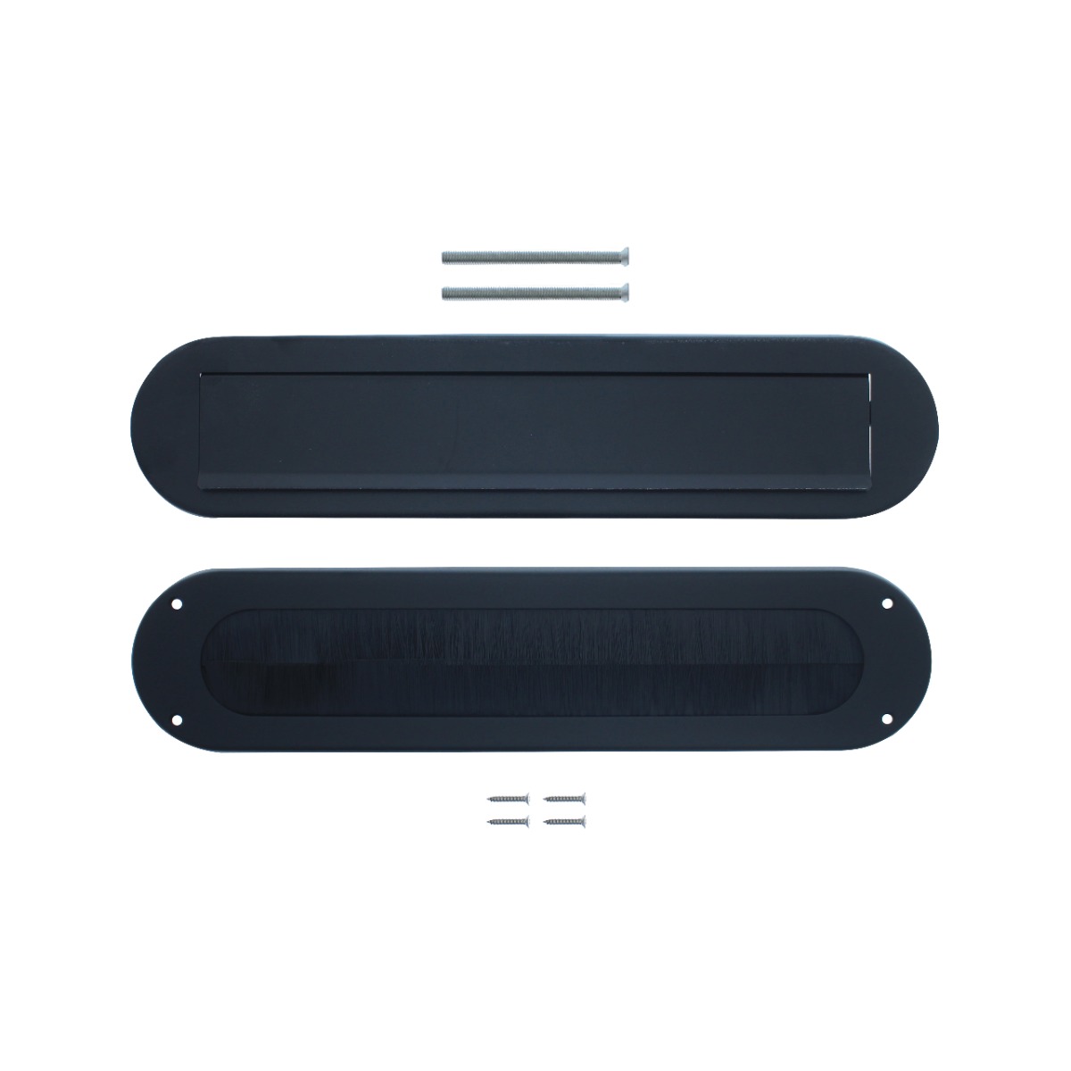 Intersteel Set briefplaat en tochtwering ovaal structuur zwart
