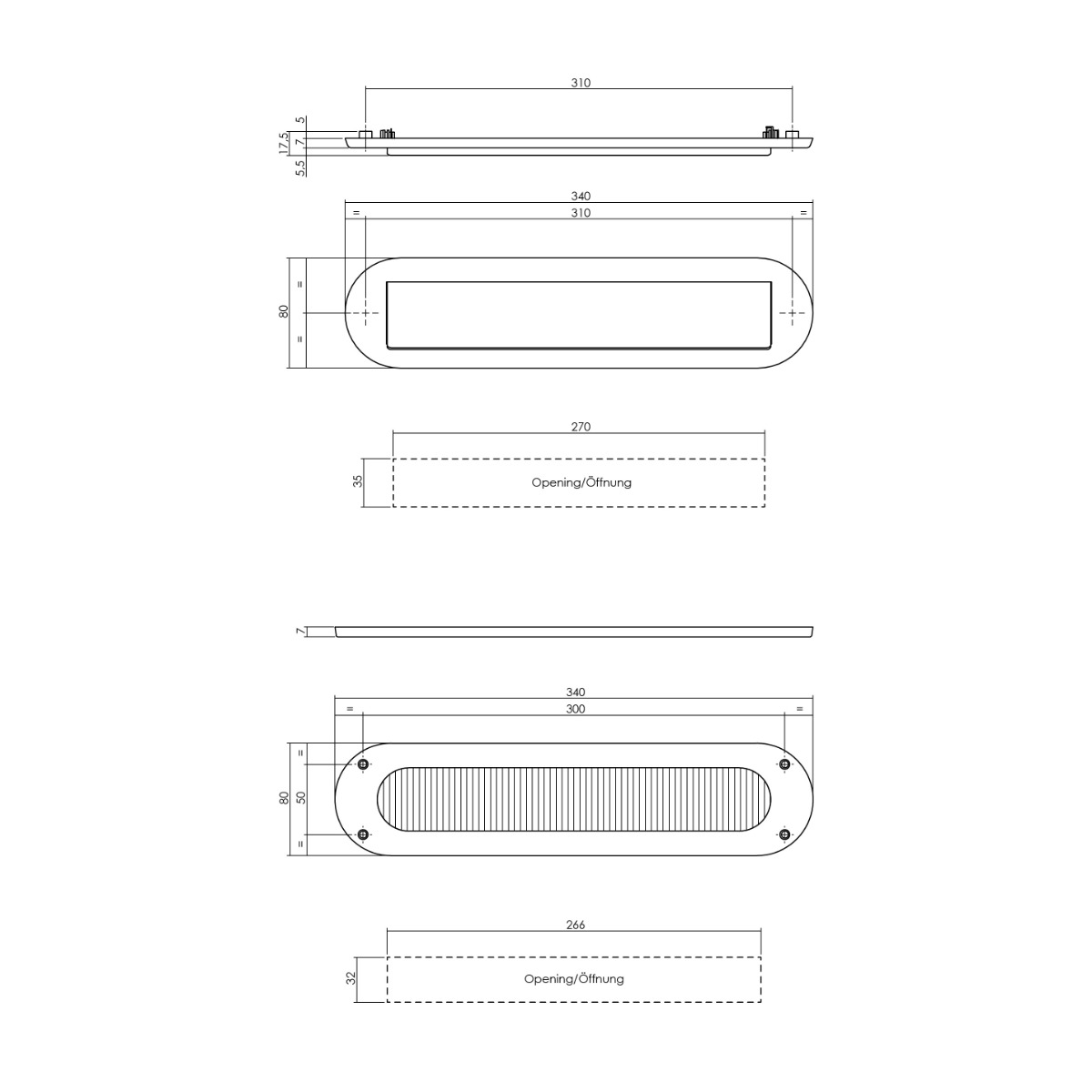 Intersteel Set briefplaat en tochtwering ovaal structuur zwart 2 Intersteel Set briefplaat en tochtwering ovaal structuur zwart - Afbeelding 2