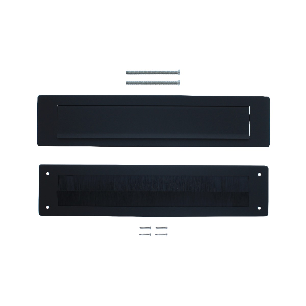Intersteel Set briefplaat en tochtwering rechthoekig structuur zwart