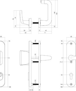 Intersteel Set voordeurbeslag ovaal: SKG3 veiligheidsbeslag ovaal 250x50mm greep/kruk kt55 met SKG2 slot 55pc aluminium zwart 4 Intersteel Set voordeurbeslag ovaal: SKG3 veiligheidsbeslag ovaal 250x50mm greep/kruk kt55 met SKG2 slot 55pc aluminium zwart - Afbeelding 2