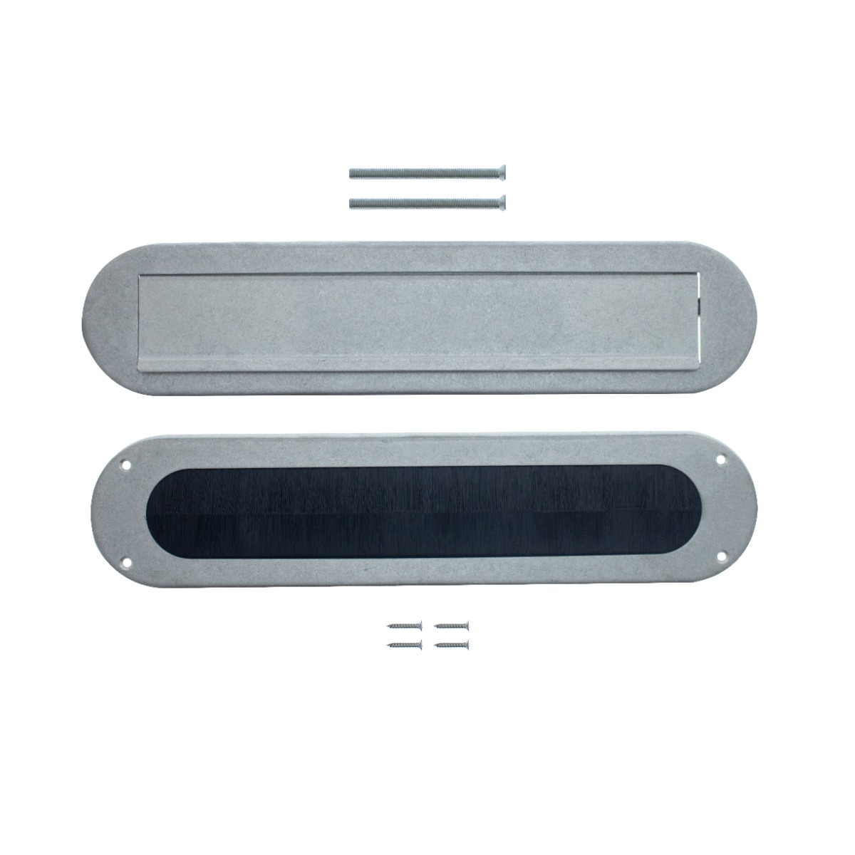 Intersteel Set briefplaat en tochtwering ovaal rvs getrommeld