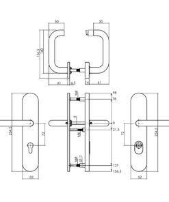 Intersteel Set achterdeurbeslag ovaal verdekt: SKG3 veiligheidsbeslag ovaal 255x52mm kruk/kruk kt72 met SKG2 slot 72pc rvs 4 Intersteel Set achterdeurbeslag ovaal verdekt: SKG3 veiligheidsbeslag ovaal 255x52mm kruk/kruk kt72 met SKG2 slot 72pc rvs - Afbeelding 2