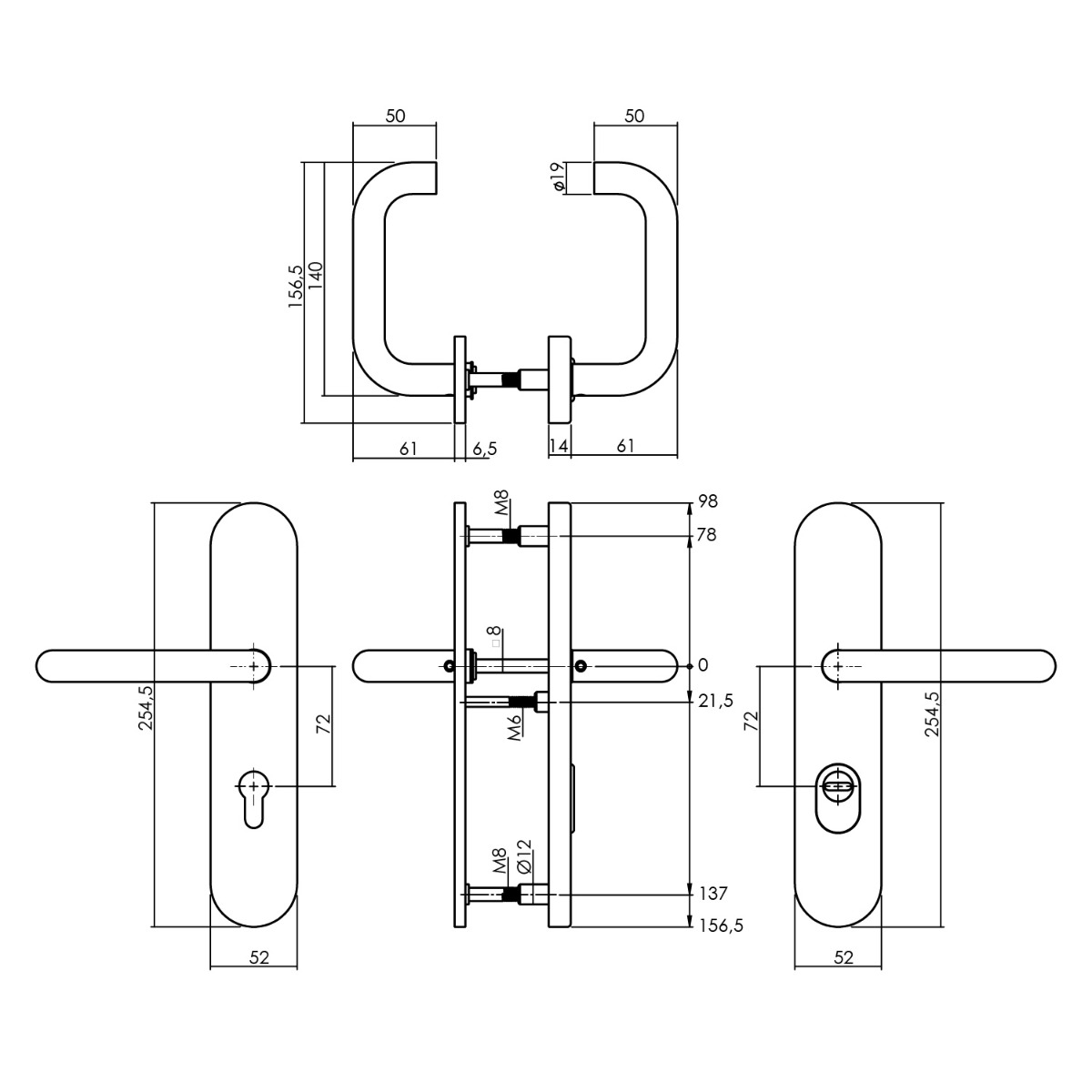 Intersteel Set achterdeurbeslag ovaal verdekt: SKG3 veiligheidsbeslag ovaal 255x52mm kruk/kruk kt72 met SKG2 slot 72pc rvs 2 Intersteel Set achterdeurbeslag ovaal verdekt: SKG3 veiligheidsbeslag ovaal 255x52mm kruk/kruk kt72 met SKG2 slot 72pc rvs - Afbeelding 2