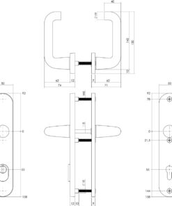 Intersteel Set achterdeurbeslag ovaal: SKG3 veiligheidsbeslag ovaal 250x50mm kruk/kruk kt55 met SKG2 slot 55pc aluminium F1 4 Intersteel Set achterdeurbeslag ovaal: SKG3 veiligheidsbeslag ovaal 250x50mm kruk/kruk kt55 met SKG2 slot 55pc aluminium F1 - Afbeelding 2
