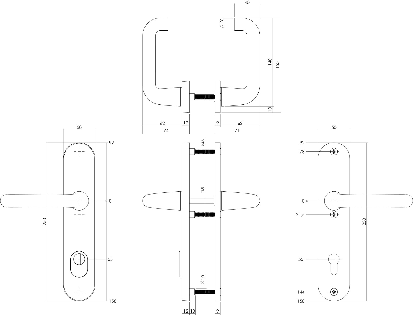 Intersteel Set achterdeurbeslag ovaal: SKG3 veiligheidsbeslag ovaal 250x50mm kruk/kruk kt55 met SKG2 slot 55pc aluminium F1 2 Intersteel Set achterdeurbeslag ovaal: SKG3 veiligheidsbeslag ovaal 250x50mm kruk/kruk kt55 met SKG2 slot 55pc aluminium F1 - Afbeelding 2